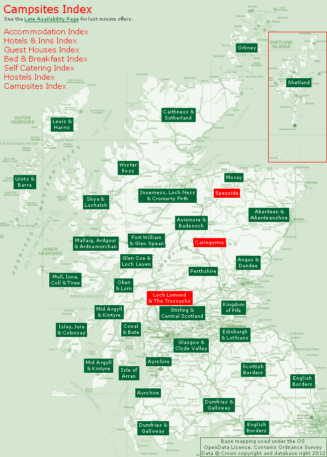 Campsites Index Clickable Map