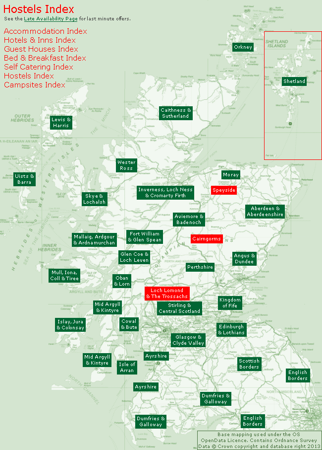 Hostels Index Clickable Map